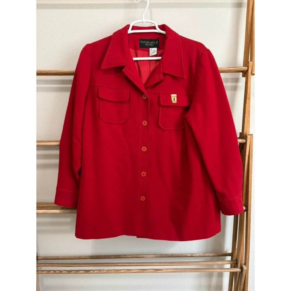 Vintage Casablanca petites red wool shirt jacket